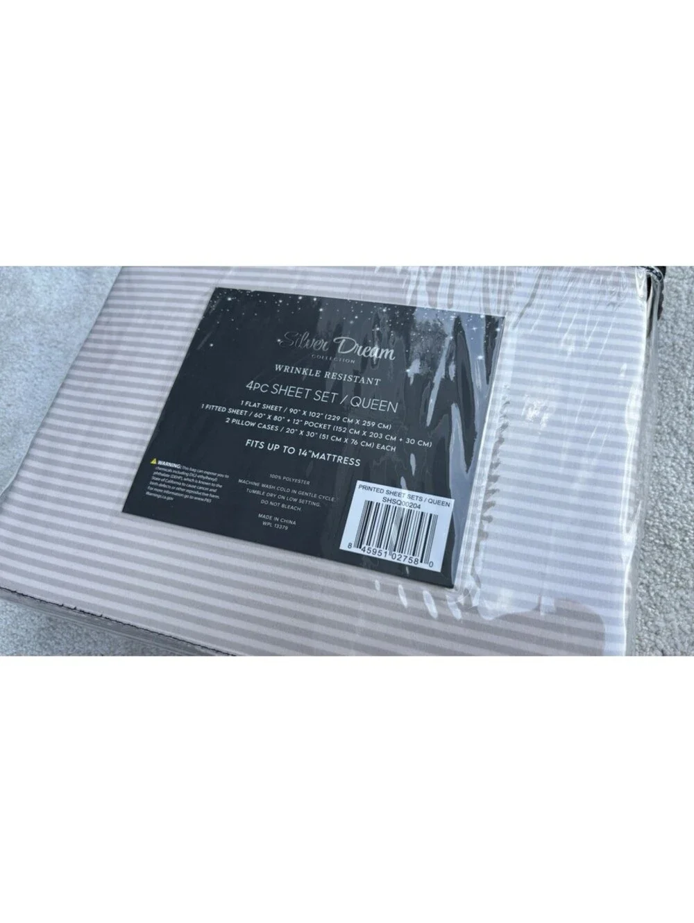 Silver Dream Collection Wrinkle Resistant Romantic Stripe 4pc Queen Set Sheets